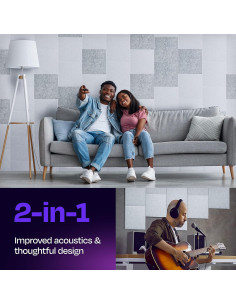 Paneles Acústicos Ekkogo 12-Pack 30x30cm Aislantes Blancos 2