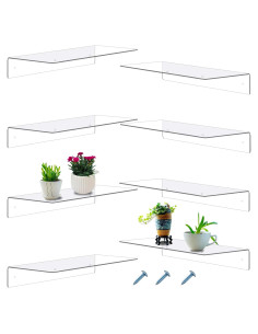Estante Flotante Acrílico Blulu 8 Piezas 35.56x12.7cm Transparente