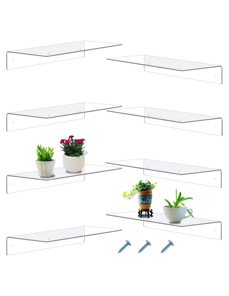 Estante Flotante Acrílico Blulu 8 Piezas 35.56x12.7cm Transparente
