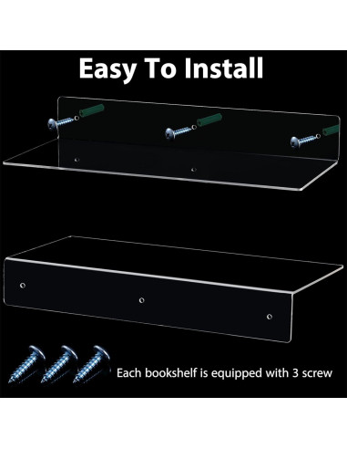 Estante Flotante Acrílico Blulu 8 Piezas 35.56x12.7cm Transparente