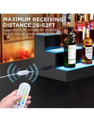 Estante para botellas de licor Dethan 3 niveles LED 49 cm