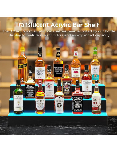 Estante para botellas de licor Dethan 3 niveles LED 49 cm