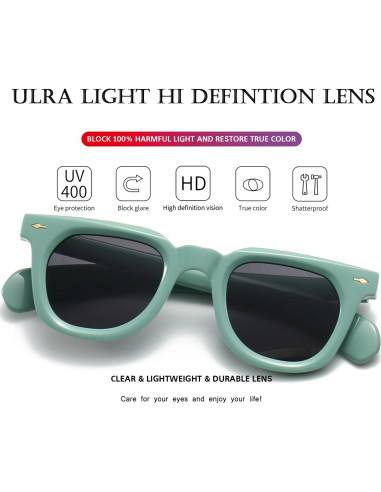 Gafas de sol cuadradas PORADAY unisex con lentes UV400