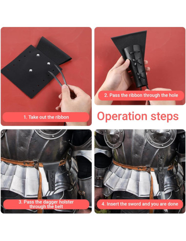 Funda de Daga Medieval de Cuero Psyqtsuary Ajustable Negra