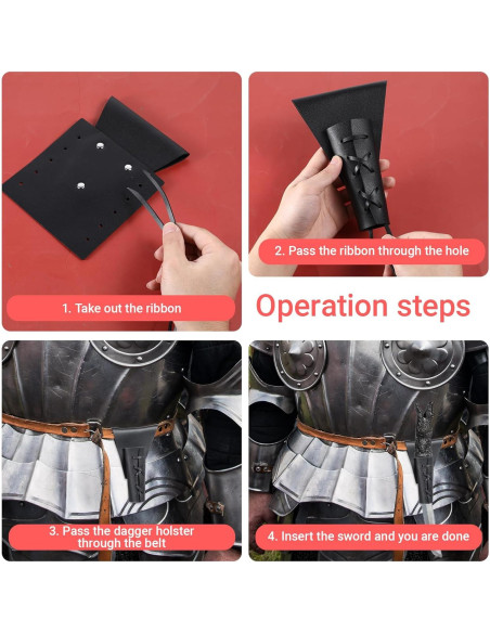 Funda de Daga Medieval de Cuero Psyqtsuary Ajustable Negra