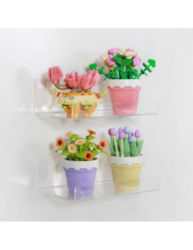Estantes Acrílicos Flotantes TONICE 4 Pack 15.24cm Transparente
