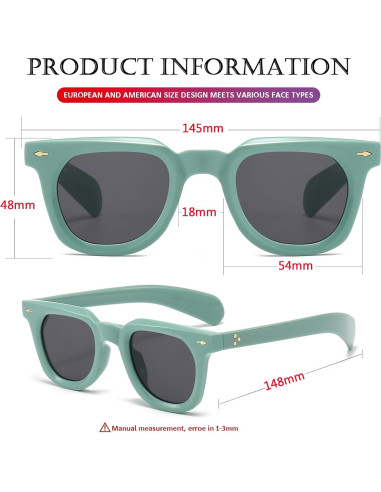 Gafas de sol cuadradas PORADAY unisex con lentes UV400