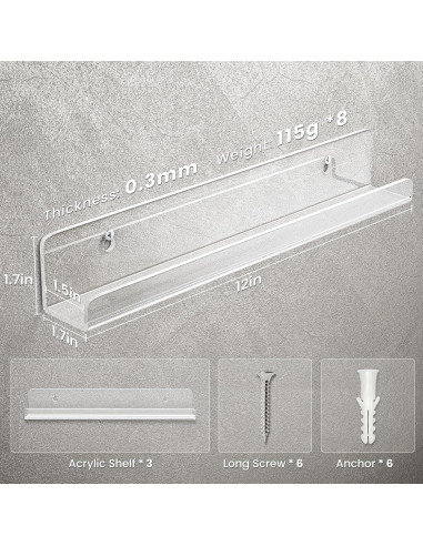 Estante Flotante para Discos de Vinilo Gotega 30 cm - 3 Pack