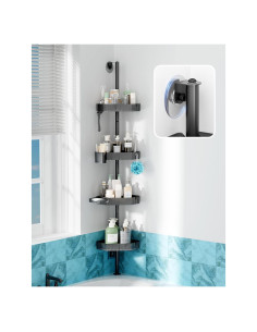 Estante de Ducha de Esquina UNEEDE Negro 4 Estantes 152.4cm