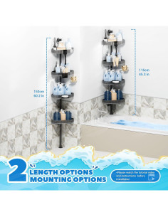 Estante de Ducha de Esquina UNEEDE Negro 4 Estantes 152.4cm 2