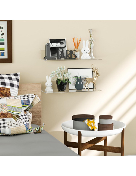 Estantes de Pared Flotantes Acrílicos Sezanrpt 38 cm - Paquete de 2