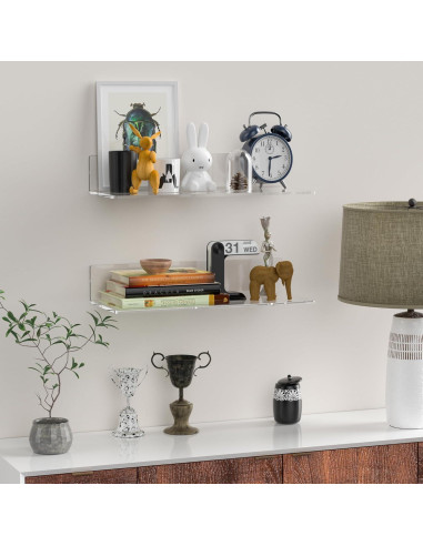 Estantes de Pared Flotantes Acrílicos Sezanrpt 38 cm - Paquete de 2