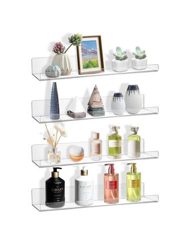 AMEITECH Estantes Flotantes Acrílicos 4 Paquete 38.1 cm