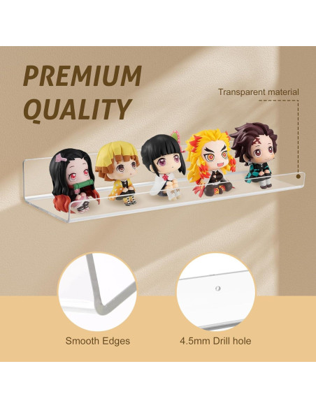 AMEITECH Estantes Flotantes Acrílicos 4 Paquete 38.1 cm