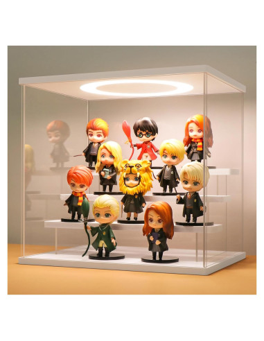 Caja de Exhibición Acrílica LASOA 4 Niveles con LED 30x22.5x28cm