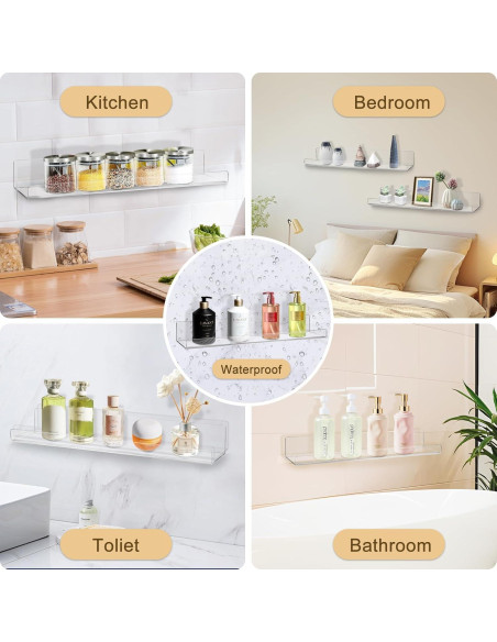 AMEITECH Estantes Flotantes Acrílicos 4 Paquete 38.1 cm