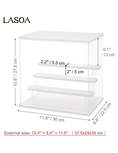 Caja de Exhibición Acrílica LASOA 4 Niveles con LED 30x22.5x28cm