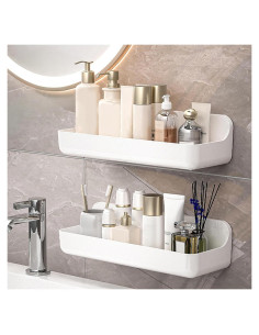 Estante de Ducha Adhesivo CGBE 2 Paquetes Acrílico Blanco