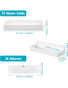 Estante de Ducha Adhesivo CGBE 2 Paquetes Acrílico Blanco 2