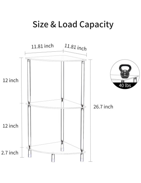 Juego de 2 Mesas Laterales Acrílicas Triangulares 3 Niveles Bkemiy