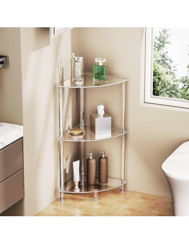 Juego de 2 Mesas Laterales Acrílicas Triangulares 3 Niveles Bkemiy