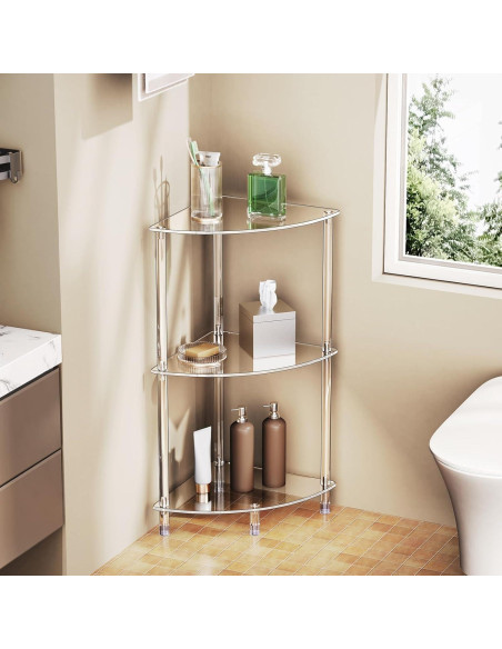 Juego de 2 Mesas Laterales Acrílicas Triangulares 3 Niveles Bkemiy