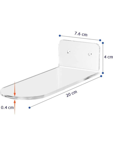 Estantes Flotantes Acrílico Transparente Teensery 20x7.6cm - 2 Pcs