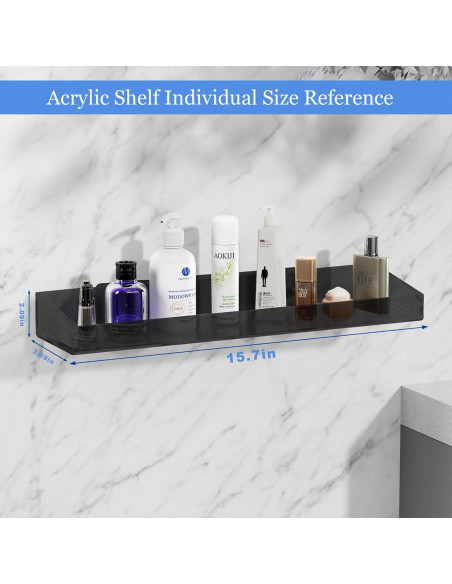 Estantes de baño acrílico KATASKI, 3 unidades, sin taladrar