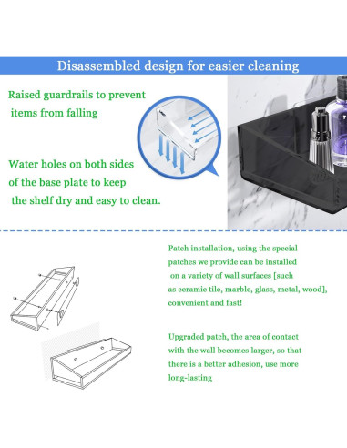 Estantes de baño acrílico KATASKI, 3 unidades, sin taladrar