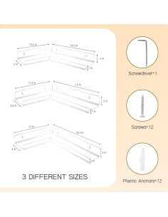 Estantes Flotantes de Acrílico LadyRosian 3 Piezas 5mm 2