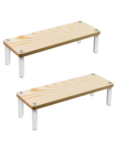 Paquete de 2 estantes de exhibición de madera y acrílico 195x70mm