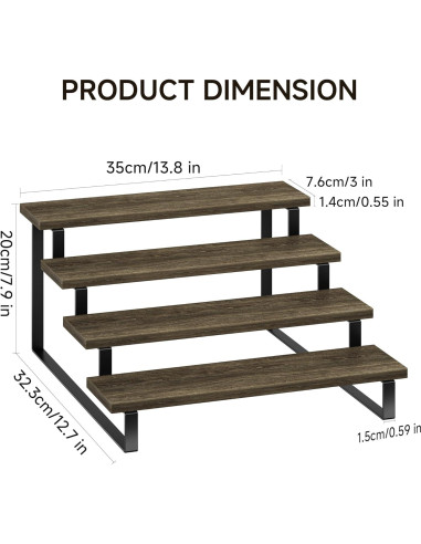 Soporte de Exhibición de Madera FIGWINET 4 Niveles Marrón