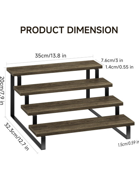 Soporte de Exhibición de Madera FIGWINET 4 Niveles Marrón