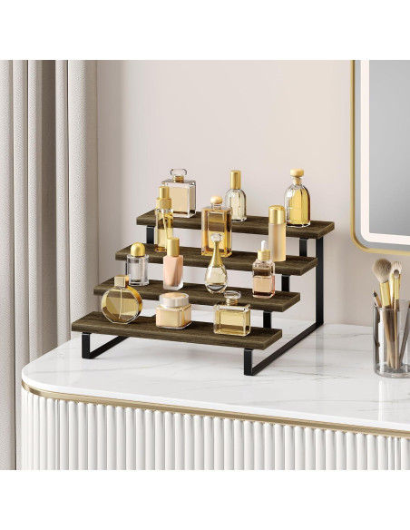 Soporte de Exhibición de Madera FIGWINET 4 Niveles Marrón