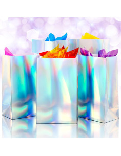 24 Bolsas de Regalo Holográficas Iridiscentes Fainne 22.86x12.7x7.62cm 2