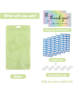 150 Bolsas Mylar Amarillas GcFoir 12.7x20.3 cm Reutilizables 2