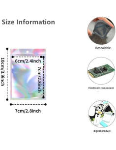 Paquete de 200 Bolsas Mylar Reutilizables Xinhongo 7.1x9.9cm 2