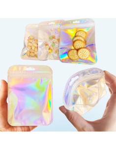 100 Bolsas Holográficas Reutilizables BOBECI 10x15cm 2