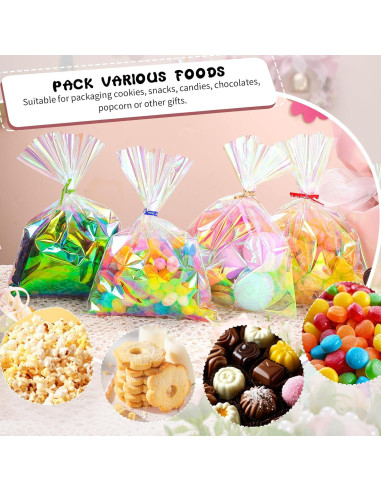 150 Bolsas de Celofán Iridiscentes 5x7 cm con Cierres