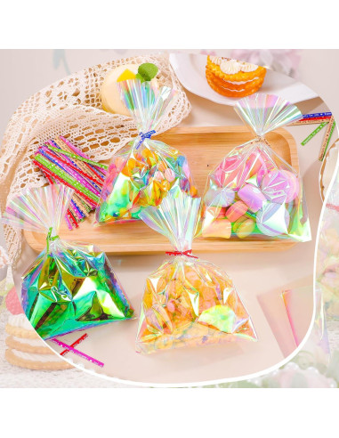 150 Bolsas de Celofán Iridiscentes 5x7 cm con Cierres