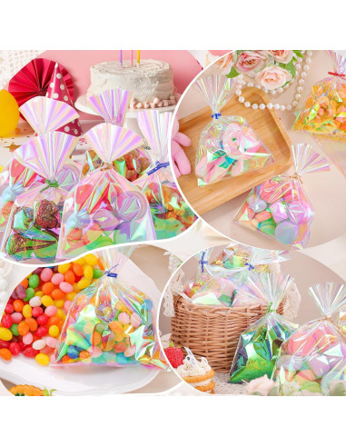 150 Bolsas de Celofán Iridiscentes 5x7 cm con Cierres