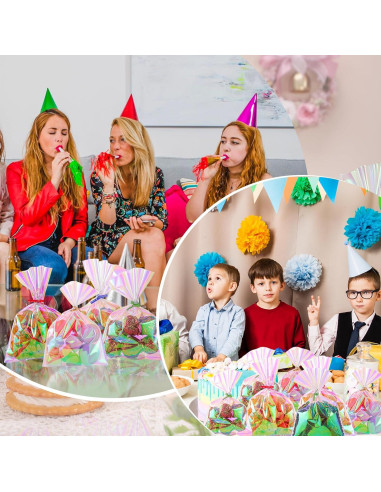 150 Bolsas de Celofán Iridiscentes 5x7 cm con Cierres