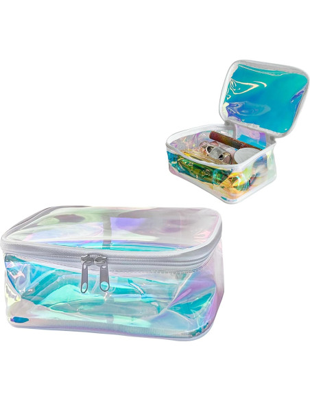 Bolsa de Maquillaje Holográfica TPU 20x14x8 cm Azul