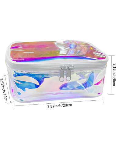 Bolsa de Maquillaje Holográfica TPU 20x14x8 cm Azul