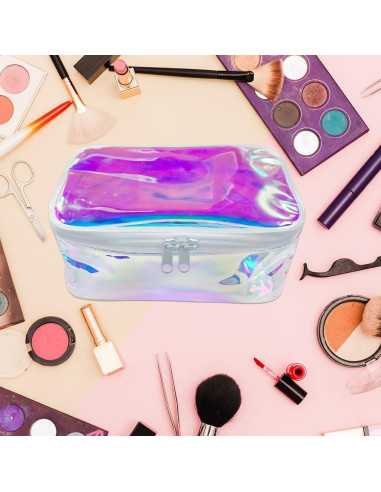 Bolsa de Maquillaje Holográfica TPU 20x14x8 cm Azul