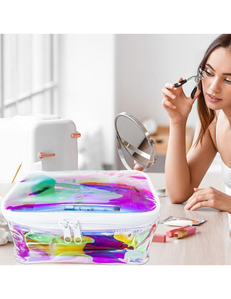 Bolsa de Maquillaje Holográfica TPU 20x14x8 cm Azul