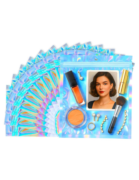 100 Bolsas Reutilizables Mylar 15x20 cm Holográficas Cherodada