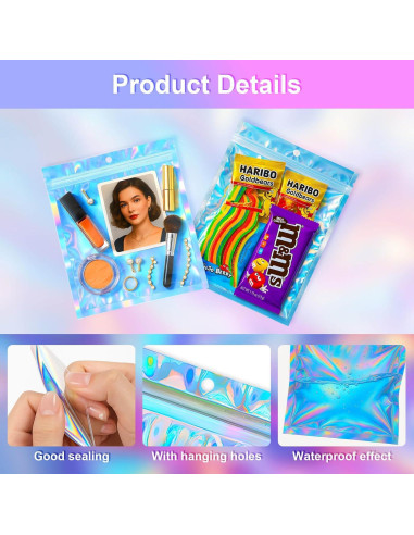 100 Bolsas Reutilizables Mylar 15x20 cm Holográficas Cherodada