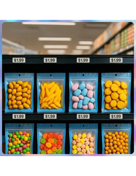 100 Bolsas Reutilizables Mylar 15x20 cm Holográficas Cherodada