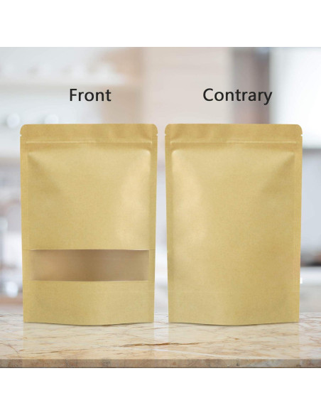 100 Bolsas Reutilizables de Papel Kraft 8.89x13.97 cm con Ventana